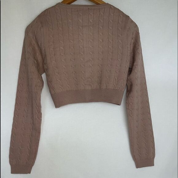 Taupe Cable Knit Sweater Skirt Set - Picture 4 of 15